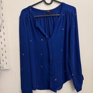 T. Babaton blue 100% silk womens blouse